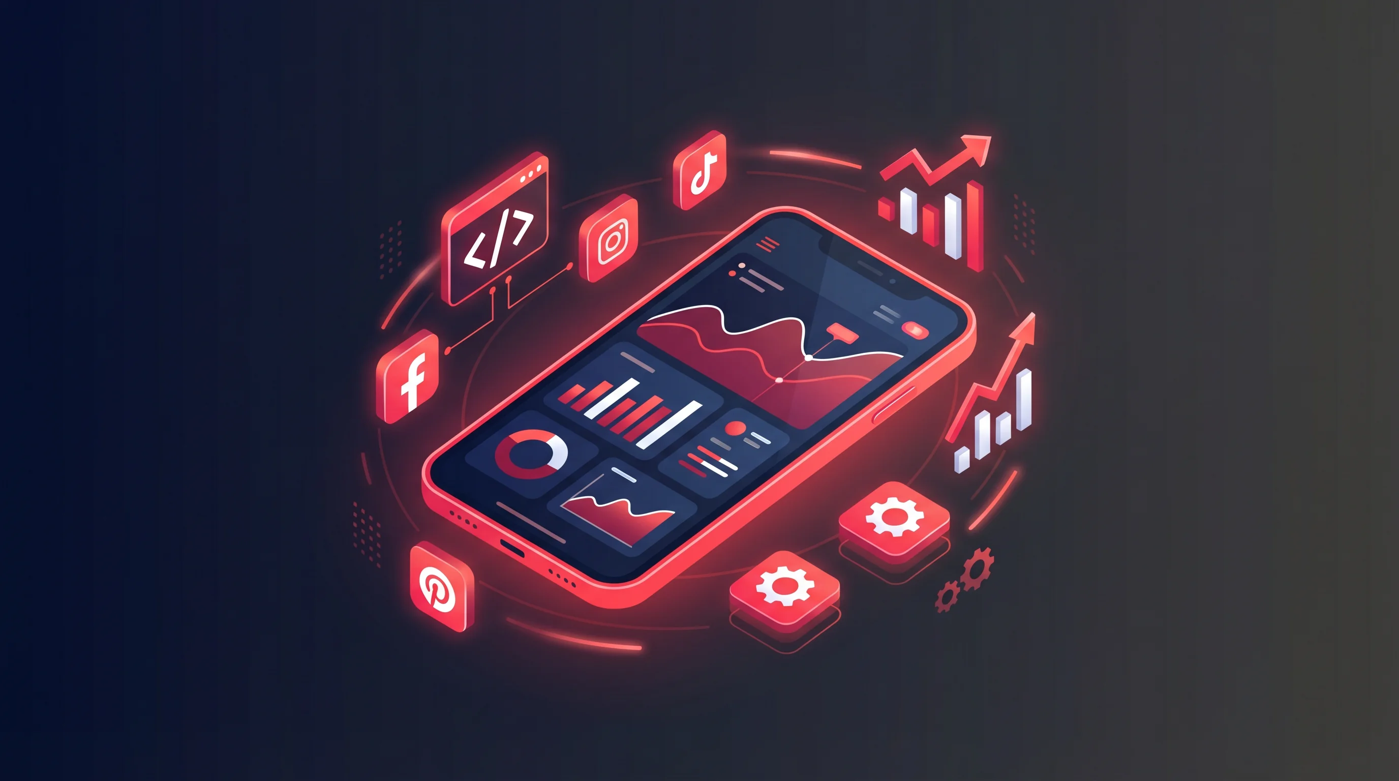 App development and digital marketing technology illustration